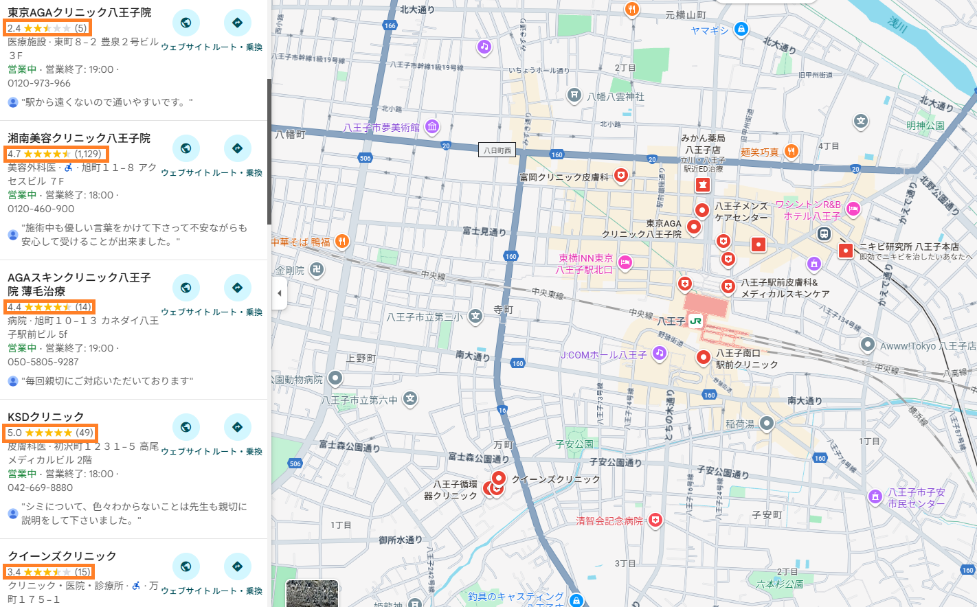 治療クリニックの口コミはGoogleマップも参考にする