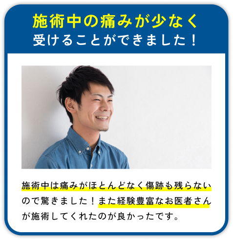 施術中の痛みが少なく受けることができました！